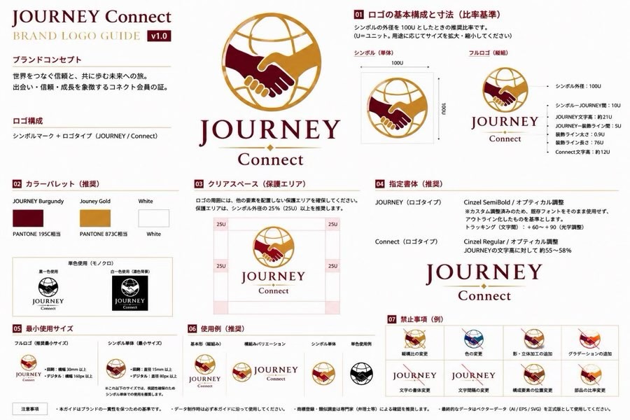 JOURNEY Connectの地球と握手のブランドマーク